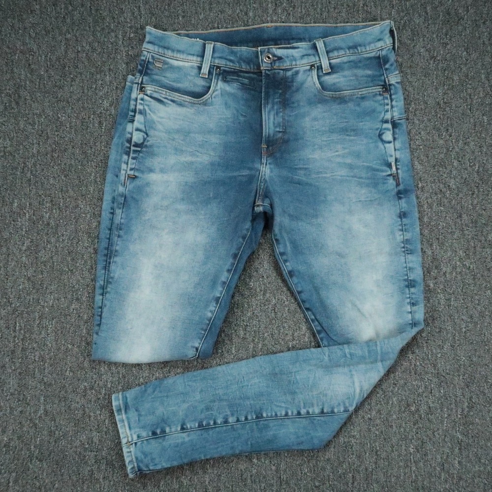 G-Star Jeans Mens 33x34 Blue D-Staq 3D Slim 5 Pocket Light Wash Denim